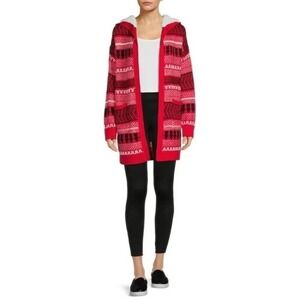 No Boundaries Juniors Jacquard Cardigan with Faux Sherpa Hood Size XL (15-17)